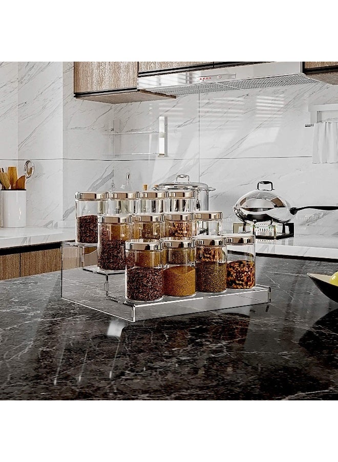 Evron Pantry Organization & Storage Clear Acrylic Spice Rack Organizer for Cabinet & Countertop (ASSEMBLY REQUIRED) 3 Tier Organizer 10.5 in - Image 3